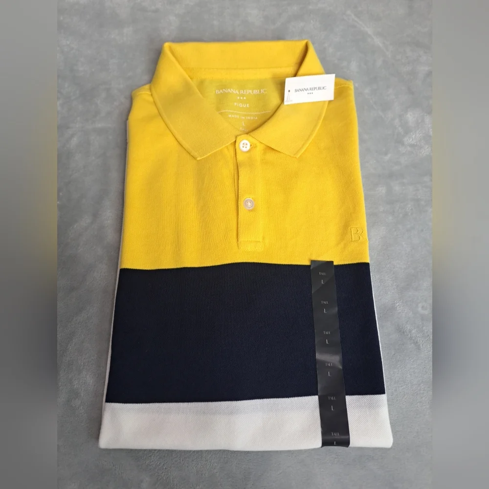 NWT Banana Republic Men's Polo Shirt Cotton Large Tall Cotton Multicolor